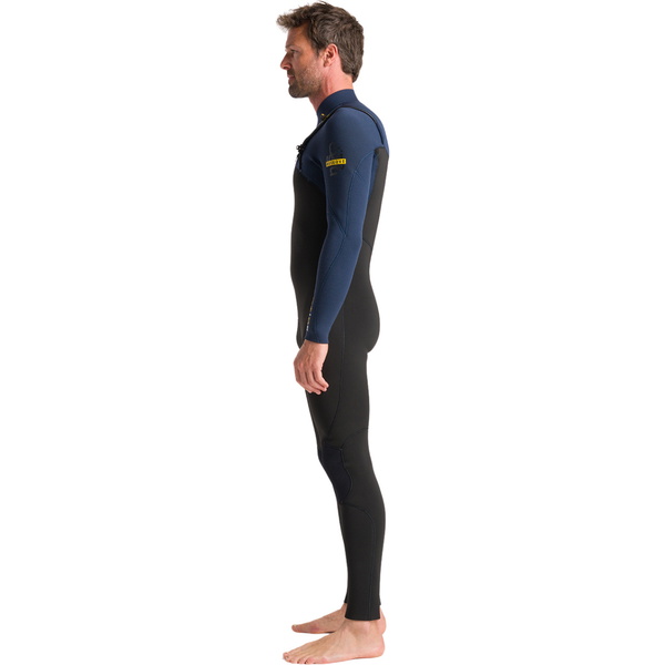 2025 C-Skins Mens NuWave Session 4/3mm Chest Zip Wetsuit C-NSE43MCZ - Black / Bluestone X / Saffron
